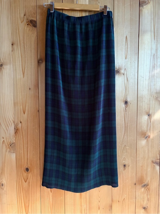 Vintage Dresses & Skirts - VINTAGE 90s Plaid Plisse Maxi Skirt